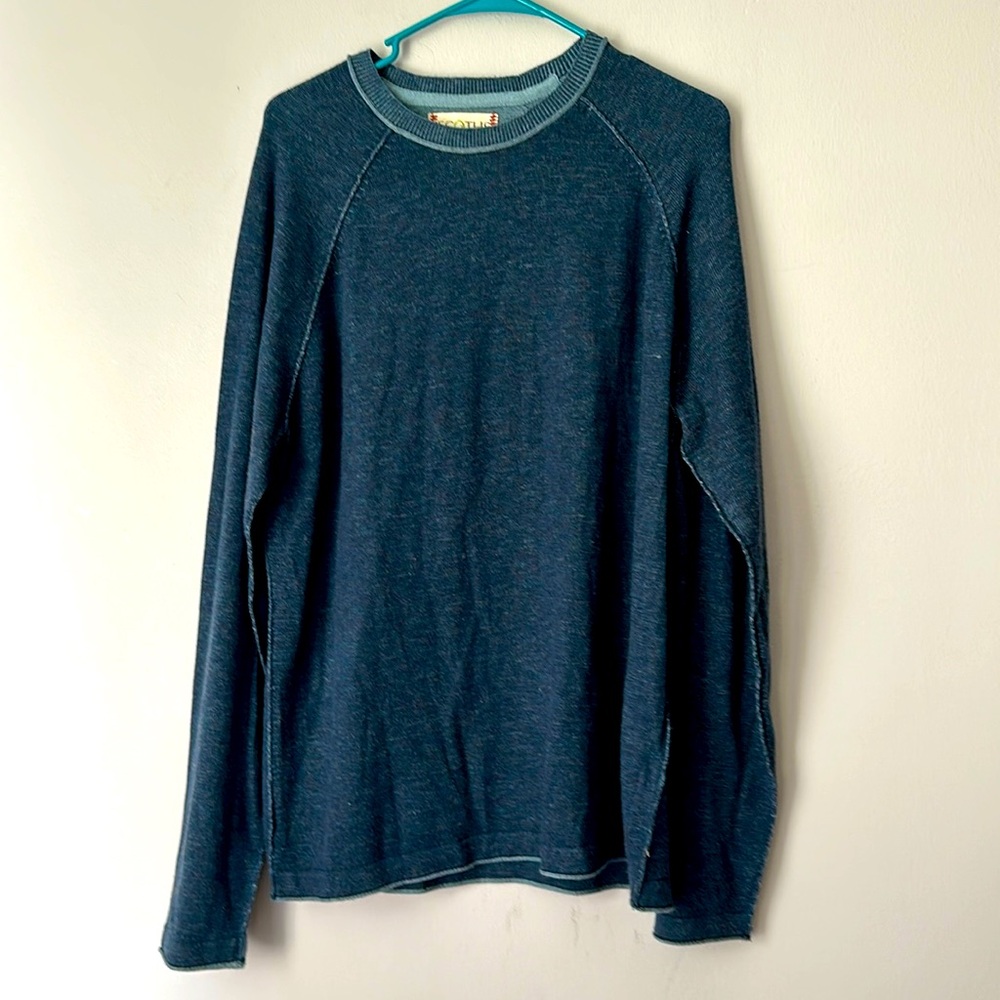 ECOTHS Blue Merino Wool blend crewneck long sleeve sweater size large